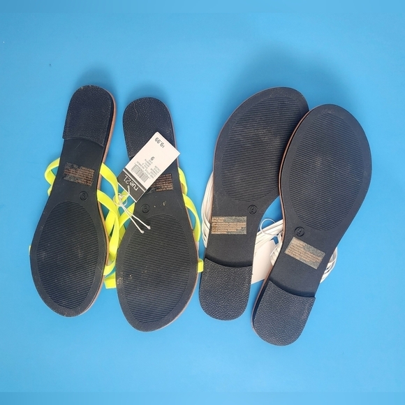 NWT 2- Rue 21 Womens Size 8 Strappy Slip On Summer Sandals 1-White 1-Neon. - Picture 5 of 5